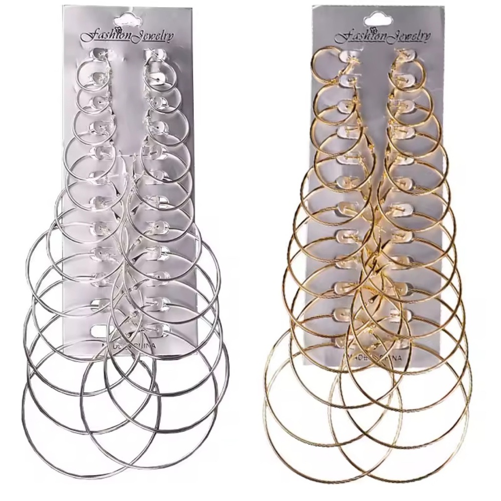 Elegant Silver and Gold Hoop Earrings Set